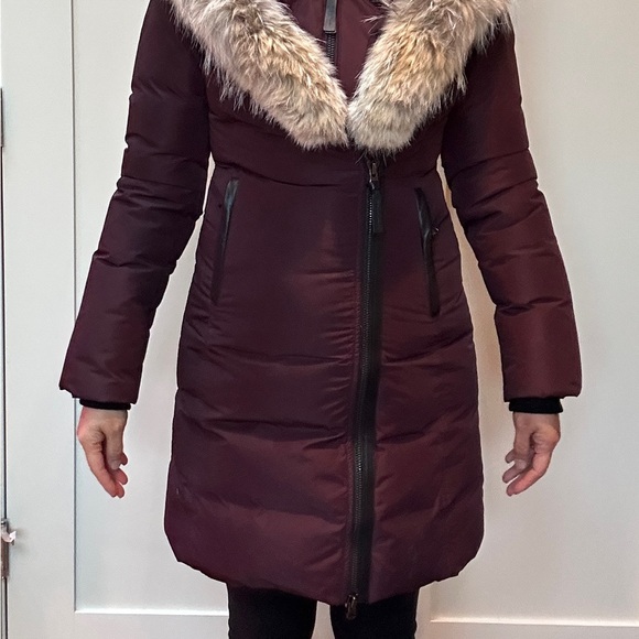 Mackage Down Burgundy Coat with Coyote Fur (Size X-small) - Picture 11 of 15